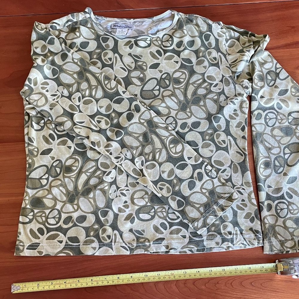 Awesome Mod-o-Doc 100% Cotton Peace Symbols Long-Sleeve Top (Size 3) - Picture 4 of 6